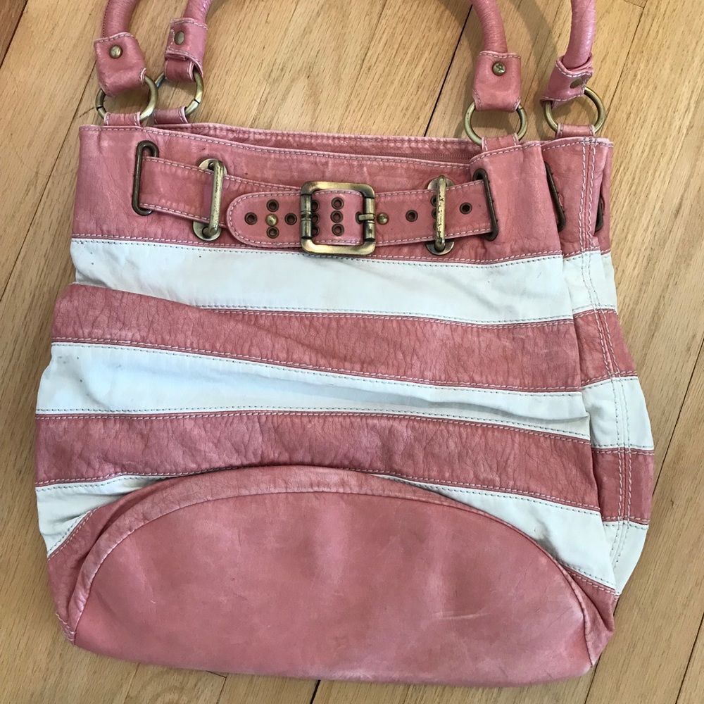 Pink and White Striped Tote Bag